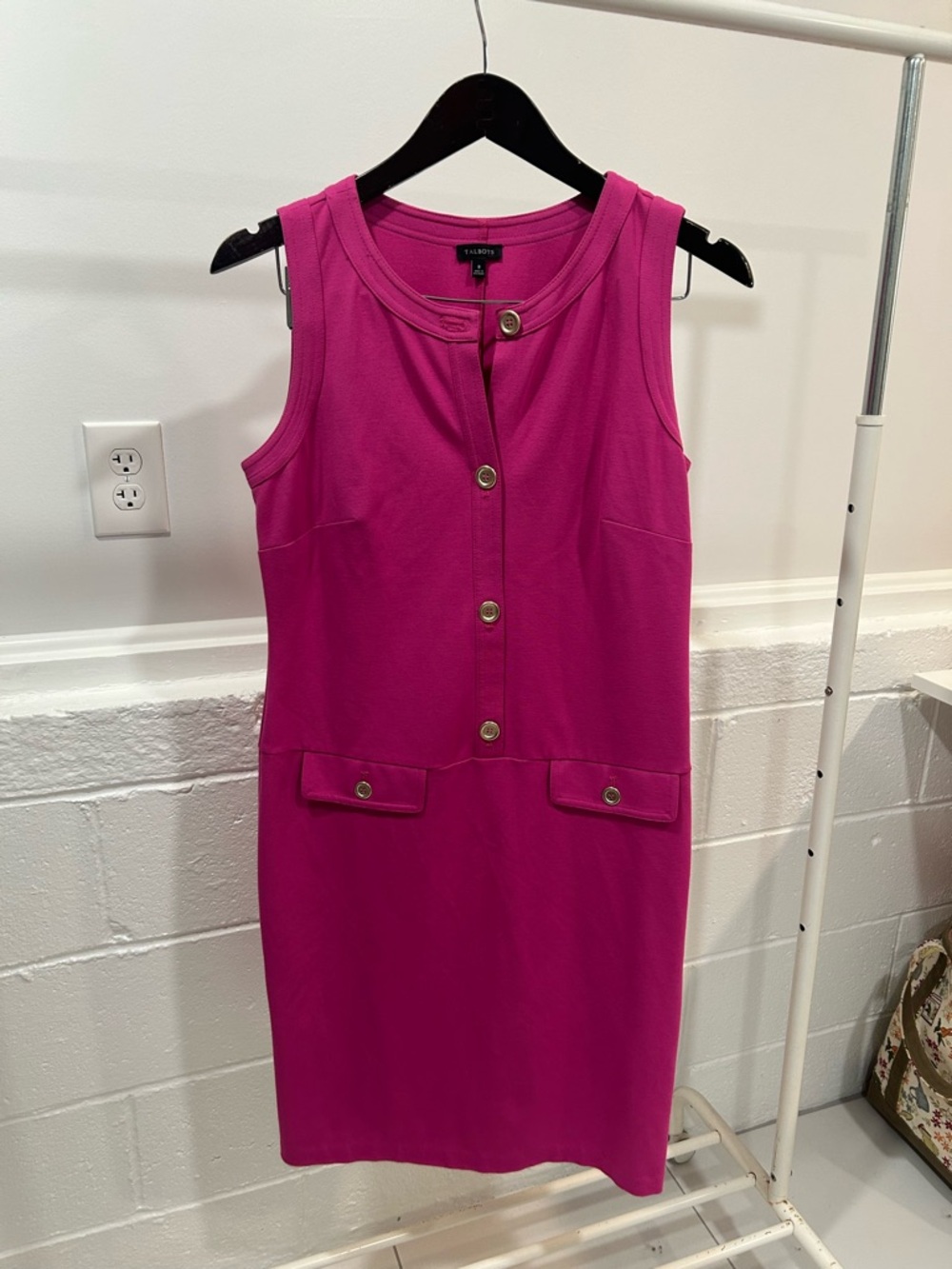 Talbots Fuchsia Button-Front Sleeveless Sheath Dress